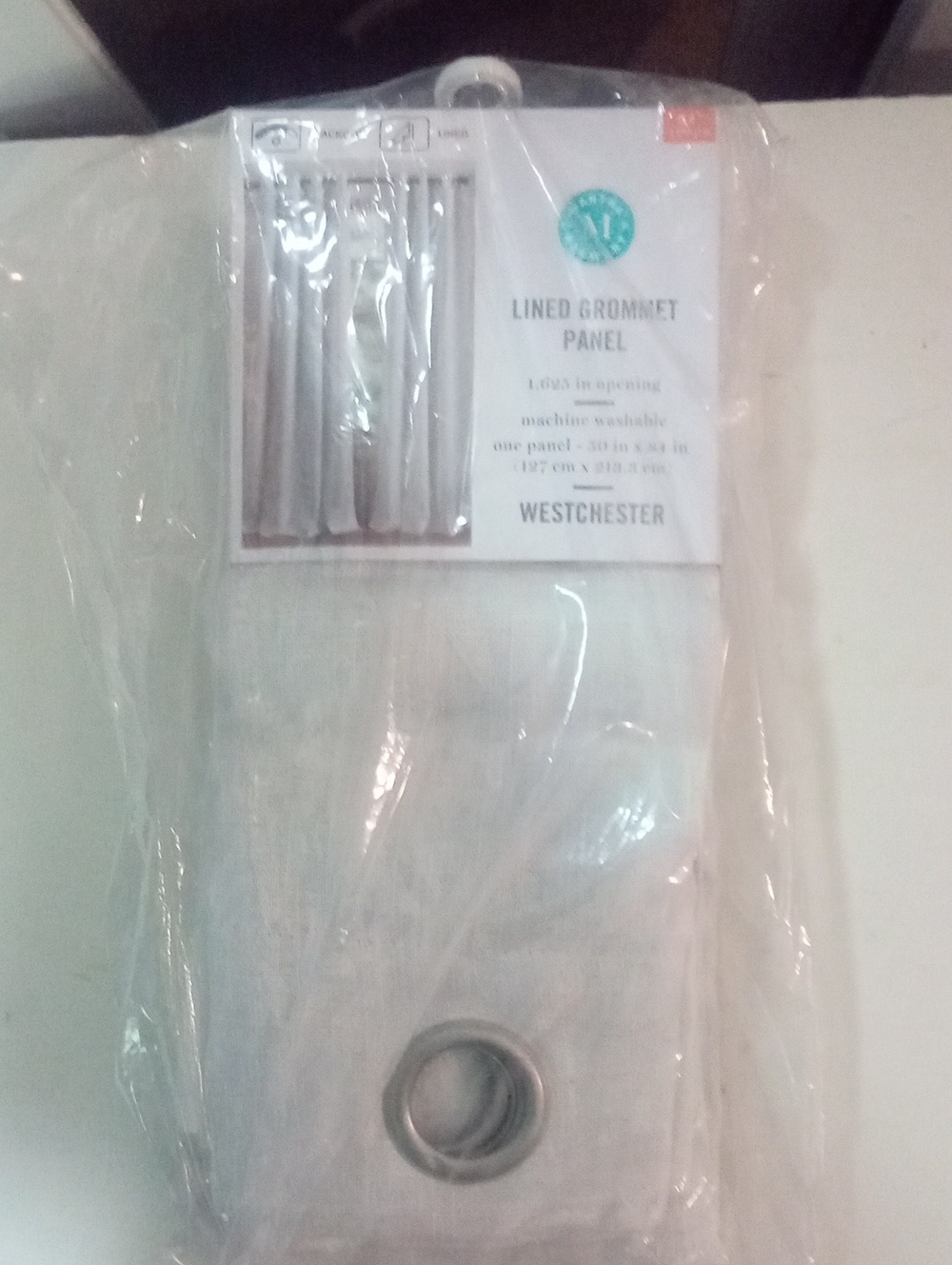Martha Stewart Westchester Lined Grommet Curtain Panel in Light Gray 84" NWT $95